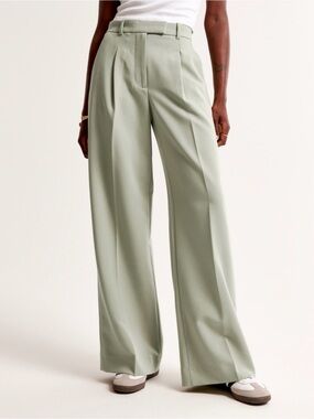 Abercrombie A&F Harper Tailored Ultra Wide Leg Pant in Slate Green | Size 28 6S
